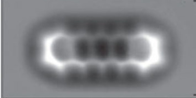 En bild på en molekyl, atom för atom