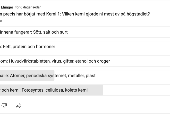 Vad för kemi gör man på högstadiet?