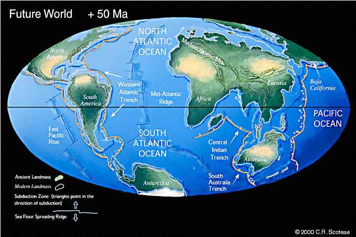 Världens utseende om 50 miljoner år. 