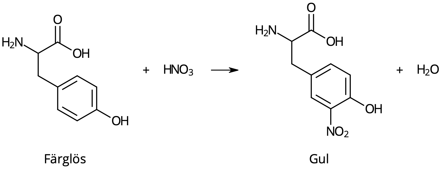 Exempel på nitrering av tyrosin.