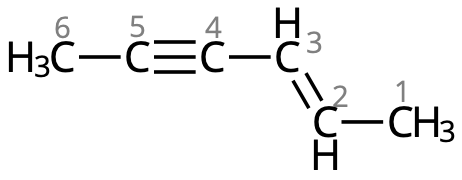 Trans-2-hexen-4-yn (numrerad).
