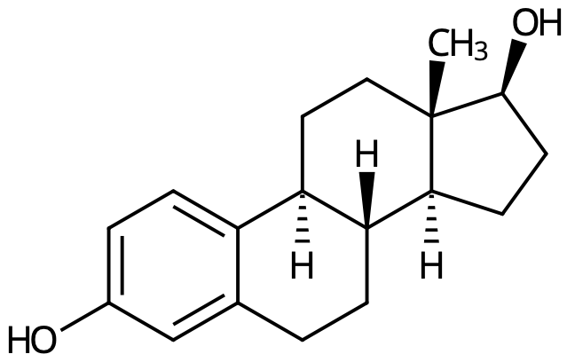 Östradiol, en av flera varianter av östrogen. 
